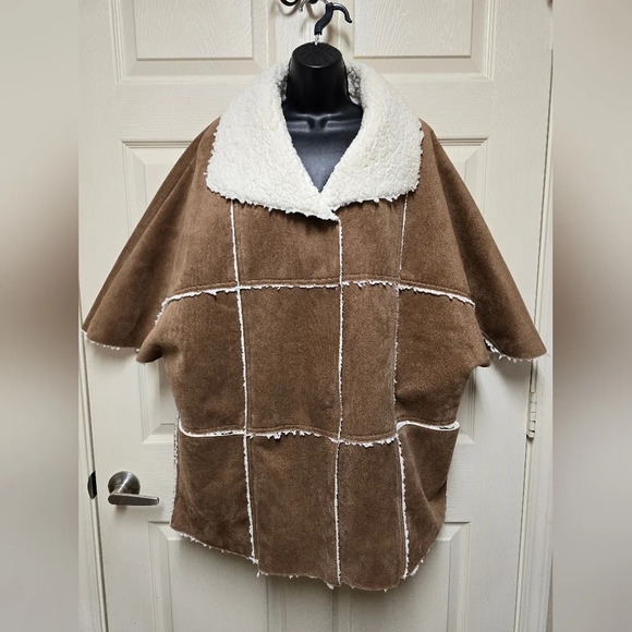 Chico’s Poncho Cape Jacket Sherpa Sz8/10 - Picture 11 of 17
